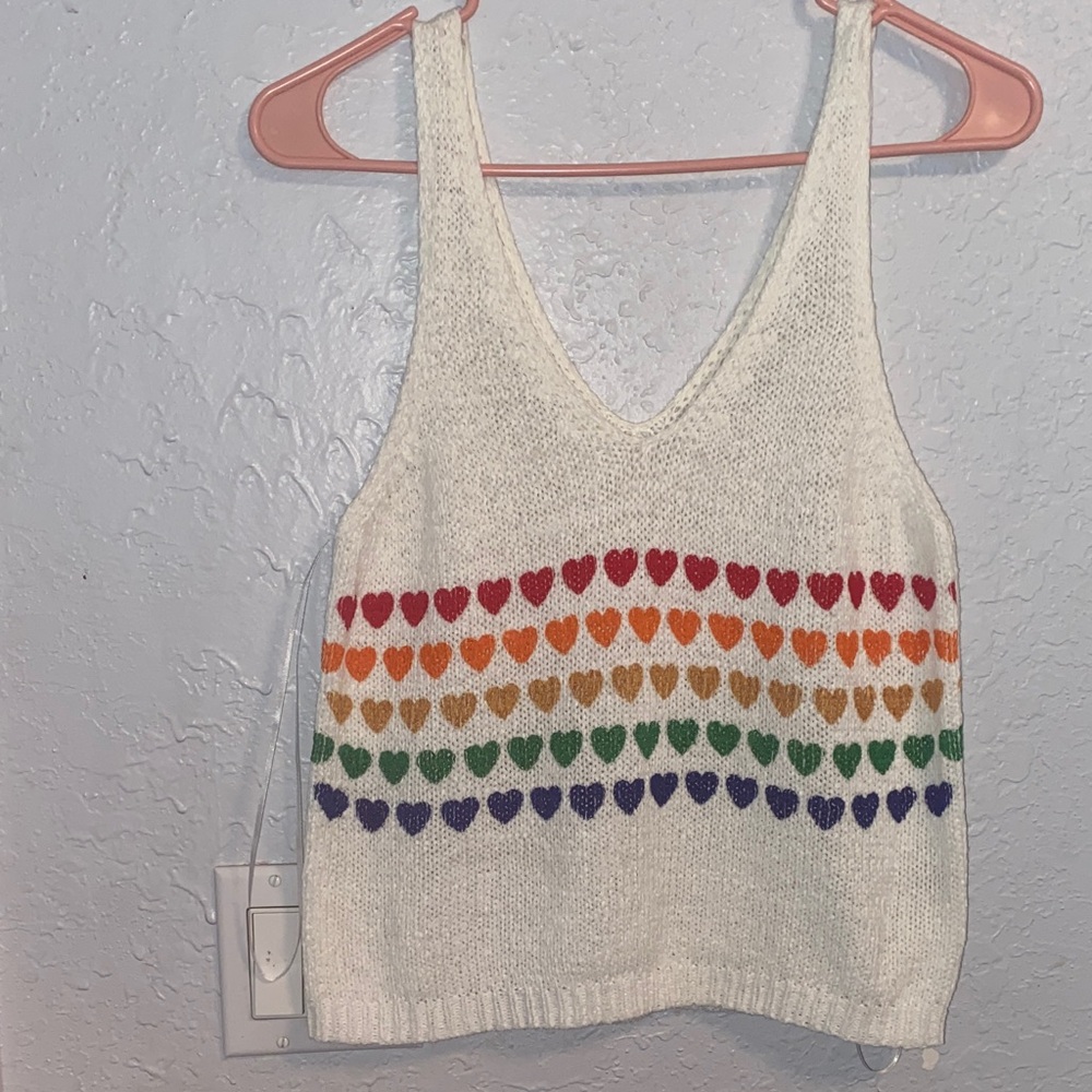 Colorful Heart Knit Tank Top